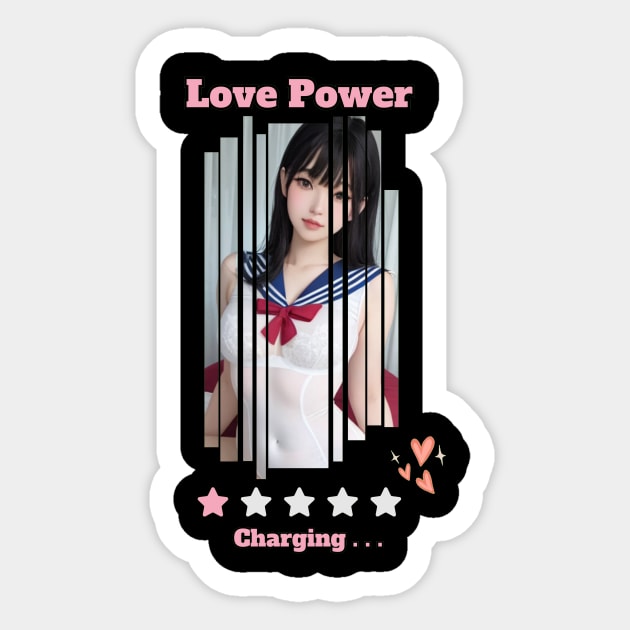 Love Power Charging Anime Girl Sticker by Clicks Clothes